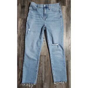 Madewell The Perfect Vintage Jean Women 28 Blue Distressed Raw Hem High Rise
